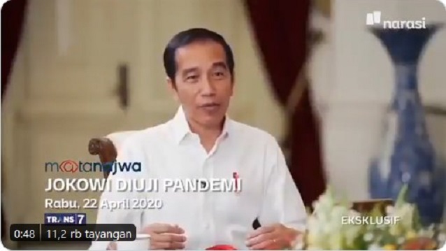 Jokowi saat Wawancara Narasi TV