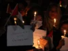 Puluhan Mahasiswa Gelar Doa Bersama-Nyalakan Lilin di Kedubes Palestina